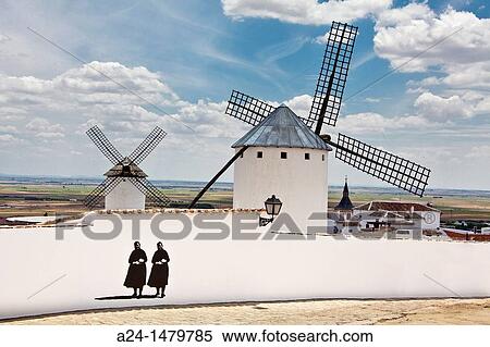 Spain, Spring 2011, La Mancha Region, Campo de Criptana, Ciudad Real Province, windmills. View Large Photo Image Stock Photography - Spain, Spring 2011, La Mancha Region, Campo de Criptana, Ciudad Real Province, windmills.. Fotosearch