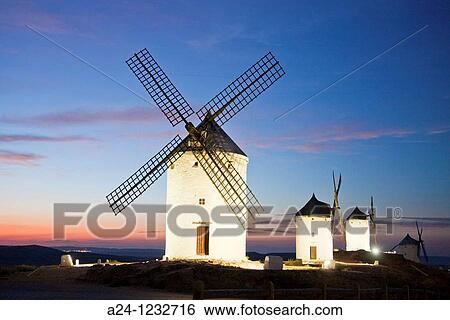 Spain, summer 2010, La Mancha Region, Consuegra City, Windmills. View Large Photo Image Stock Photograph - Spain, summer 2010, La Mancha Region, Consuegra City, Windmills.. Fotosearch