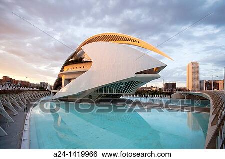 Spain, Valencia Comunity, Valencia City, The City of Arts and Science built by Calatrava, Auditorium. View Large Photo Image Stock Photograph - Spain, Valencia Comunity, Valencia City, The City of Arts and Science built by Calatrava, Auditorium.. Fotosearch