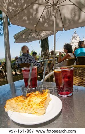 Spanish appetizer: Pincho de tortilla and tinto de verano in a terrace. Las Vistillas, Madrid, Spain. View Large Photo Image Stock Photo - Spanish appetizer: Pincho de tortilla and tinto de verano in a terrace. Las Vistillas, Madrid, Spain.. Fotosearch