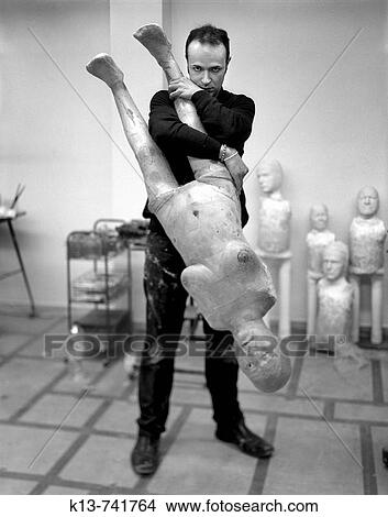 Picture - Spanish artist Enrique Marty in his atelier, Salamanca, Spain. Fotosearch