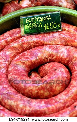 Spanish sausage for sale at La Boqueria market, Barcelona. Catalonia, Spain View Large Photo Image Stock Image - Spanish sausage for sale at La Boqueria market, Barcelona. Catalonia, Spain. Fotosearch