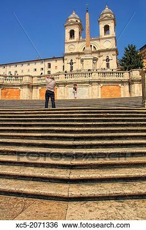 Spanish Steps and church of Trinita dei Monti in Rome Italy. View Large Photo Image Stock Photograph - Spanish Steps and church of Trinita dei Monti in Rome Italy.. Fotosearch