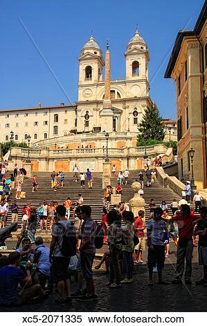 Spanish Steps and church of Trinita dei Monti in Rome Italy. View Large Photo Image Stock Photography - Spanish Steps and church of Trinita dei Monti in Rome Italy.. Fotosearch