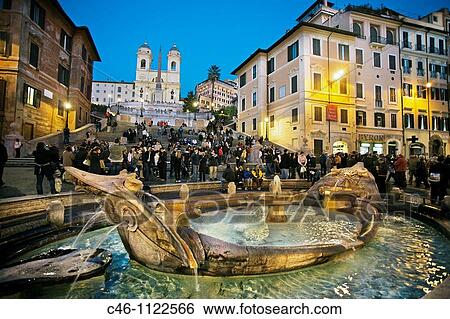 Spanish Steps with Fontana della Barcaccia. Church of Trinita dei Monti. Rome. Lazio. Italy. View Large Photo Image Stock Photograph - Spanish Steps with Fontana della Barcaccia. Church of Trinita dei Monti. Rome. Lazio. Italy.. Fotosearch
