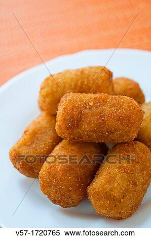 Spanish tapa: croquettes, close view. View Large Photo Image Stock Photography - Spanish tapa: croquettes, close view.. Fotosearch