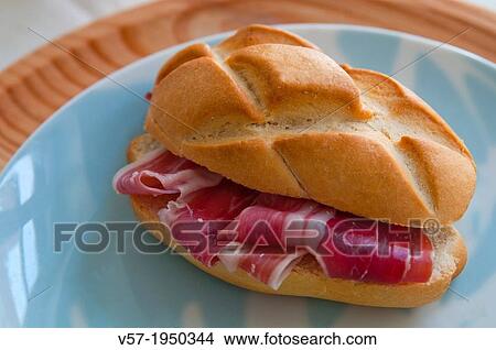 Spanish tapa: Iberian ham sandwich. Spain. View Large Photo Image Picture - Spanish tapa: Iberian ham sandwich. Spain.. Fotosearch