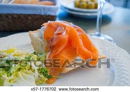 Spanish tapa: Smoked salmon. Spain. View Large Photo Image Stock Image - Spanish tapa: Smoked salmon. Spain.. Fotosearch