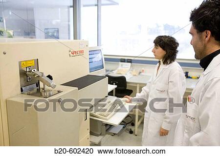 Stock Image - Spark Emission Spectrometer. Chemical characterization laboratory. Fundacion Inasmet-Tecnalia. Donostia, San Sebastian, Euskadi. Spain.. Fotosearch