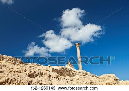 Sphinx of Heliopolis, Temple of Serapis, Column of Pompey, Karomous, City of Alexandria, Egypt, Mediterranean Sea View Large Photo Image Stock Image - Sphinx of Heliopolis, Temple of Serapis, Column of Pompey, Karomous, City of Alexandria, Egypt, Mediterranean Sea. Fotosearch