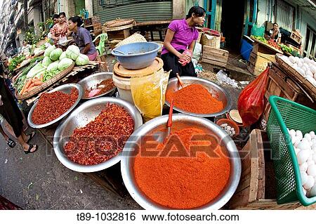 Spices in the yangon market, myanmar. View Large Photo Image Stock Photograph - Spices in the yangon market, myanmar.. Fotosearch