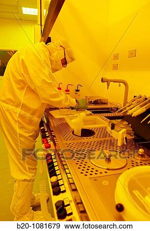Stock Photo - Spin coating, hot plate, wet benches, Photolithography Room, clean room, photolithography, CIC nanoGUNE Nanoscience Cooperative Research Center, Donostia, Gipuzkoa, Euskadi, Spain. Fotosearch