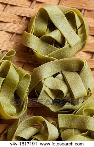 Stock Image - Spinach Pasta Pappardelle. Fotosearch