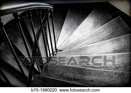 Stock Image - spiral wooden staircase. Fotosearch