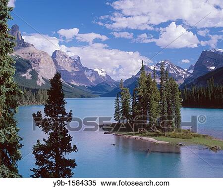 Spirit Island and Maligne Lake, which is the largest natural lake in the Canadian Rockies, Jasper National Park, Alberta, Canada View Large Photo Image Stock Photography - Spirit Island and Maligne Lake, which is the largest natural lake in the Canadian Rockies, Jasper National Park, Alberta, Canada. Fotosearch