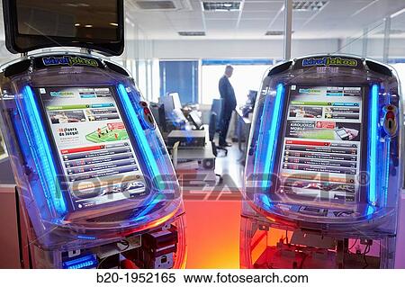 Stock Photography - Sports Bookmaker. Betting terminals. KirolSoft. Eibar. Gipuzkoa, Basque Country, Spain.. Fotosearch