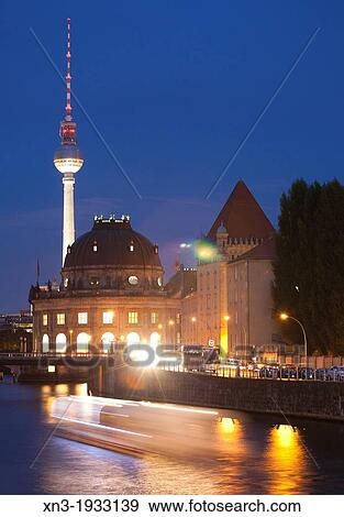 Stock Photo - Spree River, Bode Museum, Museum Island, Museumsinsel, on background Television Tower, Berlin, Germany, Europe.. Fotosearch