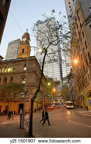 Spring Street at dusk, Sydney, Australia View Large Photo Image Stock Photo - Spring Street at dusk, Sydney, Australia. Fotosearch