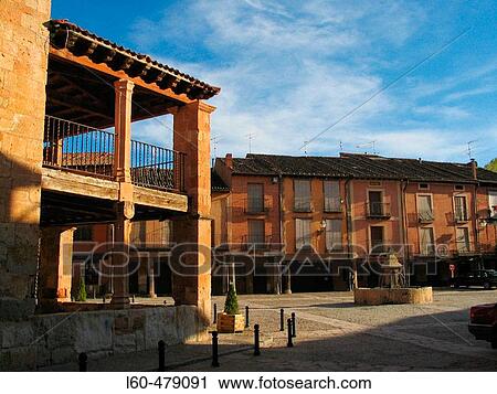 Square. Ayll? n. Segovia province. Castilla y Leon. Spain. View Large Photo Image Stock Image - Square. Ayll? n. Segovia province. Castilla y Leon. Spain.. Fotosearch