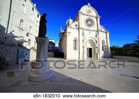 Stock Image - Square near cathedral of St James, Sibenik, Dalmatia, Croatia. Fotosearch