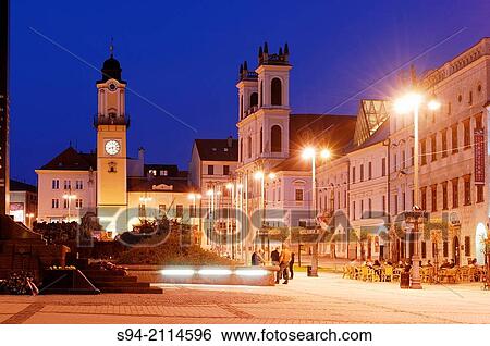 Stock Photograph - Square of the Slovak National Uprising of Banska Bystrica in High Hron region Slovakia.. Fotosearch