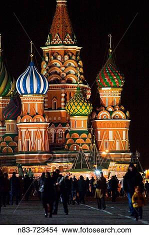St Basil's Cathedral at night, Red Square, Moscow, Russian Federation View Large Photo Image Picture - St Basil's Cathedral at night, Red Square, Moscow, Russian Federation. Fotosearch