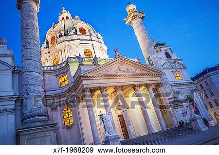Stock Photo - St. Charles Church or Karlskirche, Vienna, Austria, Europe.. Fotosearch