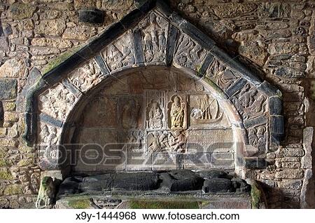 Stock Photo - St Clement Church, Rodel, Isle of Harris, Hebrides, Scotland Carved stone recumbent figure and tomb of Alexander MacLeod. Fotosearch