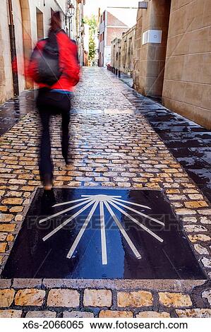 Stock Photography - St. James way at Logroo, La Rioja, Spain.. Fotosearch