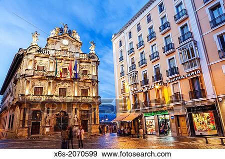 Stock Photo - St. James way; Plaza Consitorial, Pamplona, Navarra, Spain.. Fotosearch