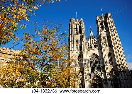 St Michel et Gudule cathedral in Brussels, Belgium View Large Photo Image Stock Photography - St Michel et Gudule cathedral in Brussels, Belgium. Fotosearch