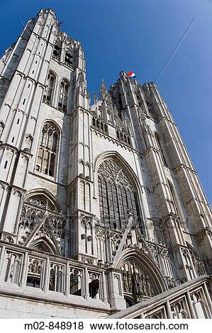 St Michel et Ste-Gudule Cathedral, Brussels, Belgium View Large Photo Image Stock Photo - St Michel et Ste-Gudule Cathedral, Brussels, Belgium. Fotosearch