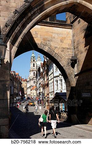 Stock Photo - St. Nicholas Church and Charles Bridge, Mala Strana, Prague, Czech Republic. Fotosearch