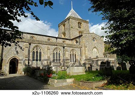 Stock Image - St Nicholas Church, Arundel, Sussex, England The church is unique in being both Roman Catholic and Protestant. Fotosearch