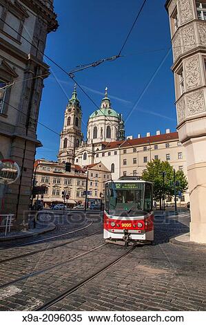 St Nicholas Church; Mala Strana Square with Tram; Prague, Czech Republic. View Large Photo Image Stock Photography - St Nicholas Church; Mala Strana Square with Tram; Prague, Czech Republic.. Fotosearch
