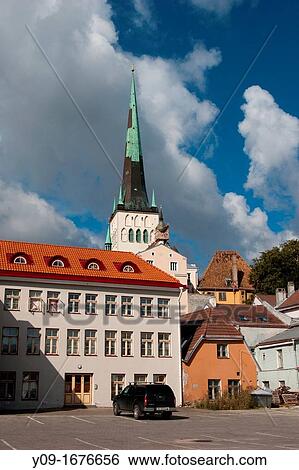 Stock Photograph - St Olaf's church Oleviste kirik, Old Town, Tallinn, Harju, Estonia. Fotosearch