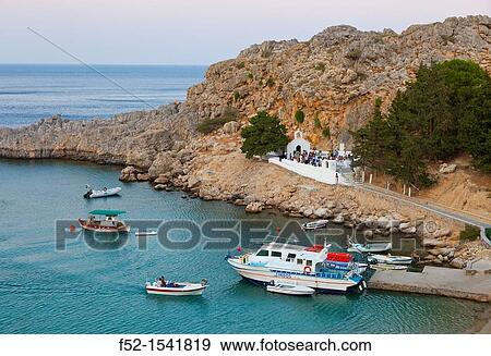 St Paul Church St Paul Bay Lindos Village, East Coast, Rodhes Island, The Dodecanese Archipelago, Greece, Europe. View Large Photo Image Stock Photo - St Paul Church St Paul Bay Lindos Village, East Coast, Rodhes Island, The Dodecanese Archipelago, Greece, Europe.. Fotosearch
