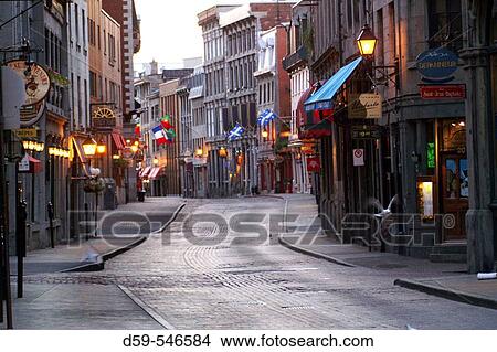 St Paul street Old Montreal early morning Montreal. Quebec. Canada View Large Photo Image Picture - St Paul street Old Montreal early morning Montreal. Quebec. Canada. Fotosearch