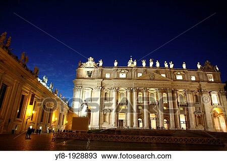 St. Peter's Basilica at dusk, St. Peter's Square, Vatican City View Large Photo Image Stock Image - St. Peter's Basilica at dusk, St. Peter's Square, Vatican City. Fotosearch