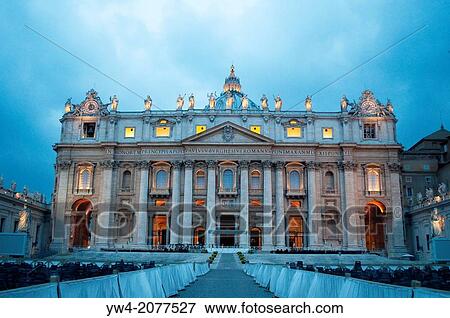 St Peter's Basilica - Basilica di San Pietro at dusk, Rome, Italy. View Large Photo Image Stock Photo - St Peter's Basilica - Basilica di San Pietro at dusk, Rome, Italy.. Fotosearch