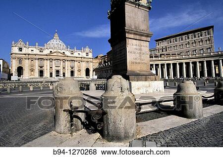 Stock Photo - St. Peter's square and St. Peter's Basilica. Vatican city. Rome, Italy.. Fotosearch