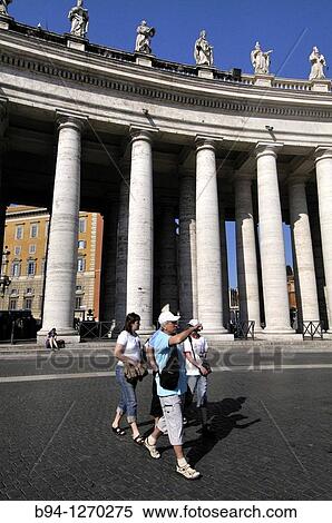 St. Peter's square, Bernini's colonnade. Vatican city. Rome, Italy. View Large Photo Image Stock Photography - St. Peter's square, Bernini's colonnade. Vatican city. Rome, Italy.. Fotosearch