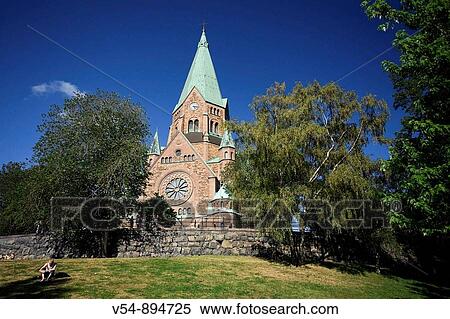 Stock Photography - St Sofia church Sofia kyrka, Vitabergsparken park, Sodermalm, Stockholm, Sweden. Fotosearch