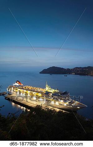 St Vincent and the Grenadines, St Vincent, Kingstown, elevated view of cruiseship, dusk View Large Photo Image Stock Image - St Vincent and the Grenadines, St Vincent, Kingstown, elevated view of cruiseship, dusk. Fotosearch