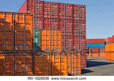 Stacked shipping containers-port-Yokohama-Japan View Large Photo Image Stock Photo - Stacked shipping containers-port-Yokohama-Japan. Fotosearch