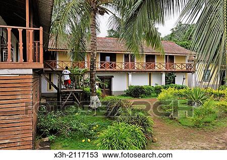 staff building of the Pestana Equador hotel on the small Rolas turtledove island in the south of Sao Tome Island, Republic of Sao Tome and Principe, Africa. View Large Photo Image Stock Image - staff building of the Pestana Equador hotel on the small Rolas turtledove island in the south of Sao Tome Island, Republic of Sao Tome and Principe, Africa.. Fotosearch