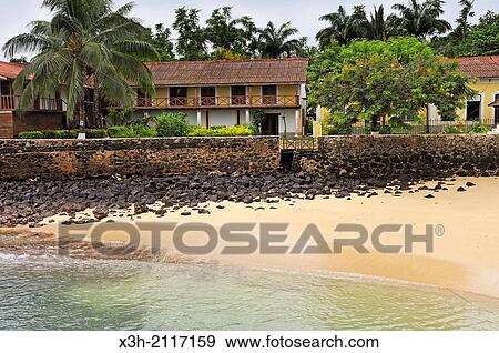 staff building of the Pestana Equador hotel on the small Rolas turtledove island in the south of Sao Tome Island, Republic of Sao Tome and Principe, Africa. View Large Photo Image Stock Photo - staff building of the Pestana Equador hotel on the small Rolas turtledove island in the south of Sao Tome Island, Republic of Sao Tome and Principe, Africa.. Fotosearch