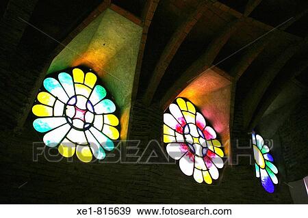 Stained-glass windows in the church of Colonia G? ell, Santa Coloma de Cervello. Barcelona province, Catalonia, Spain View Large Photo Image Stock Photo - Stained-glass windows in the church of Colonia G? ell, Santa Coloma de Cervello. Barcelona province, Catalonia, Spain. Fotosearch