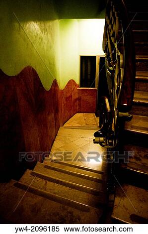 Staircase, Casa Mila, or La Pedrera, by Antoni Gaudi, Barcelona, Catalonia, Spain. View Large Photo Image Stock Photography - Staircase, Casa Mila, or La Pedrera, by Antoni Gaudi, Barcelona, Catalonia, Spain.. Fotosearch