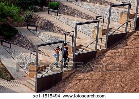 Picture - staircase, Cultural Park from the Salt mountain, Cardona, catalonia, Spain.. Fotosearch